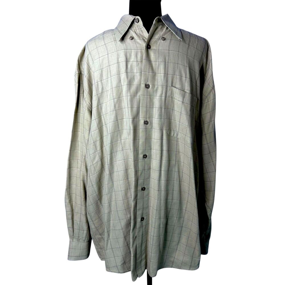 Ashworth Mens Green Striped Golf Long Sleeve Shirt Sz‎ L Performance Activewear